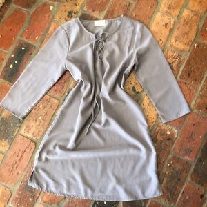Everly lace up shift dress gray sz S